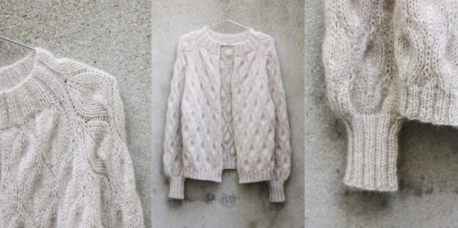 [Вяжи.ру, Knitting for olive] Кардиган узором листья, вязанный спицами сверху Olive (2025)